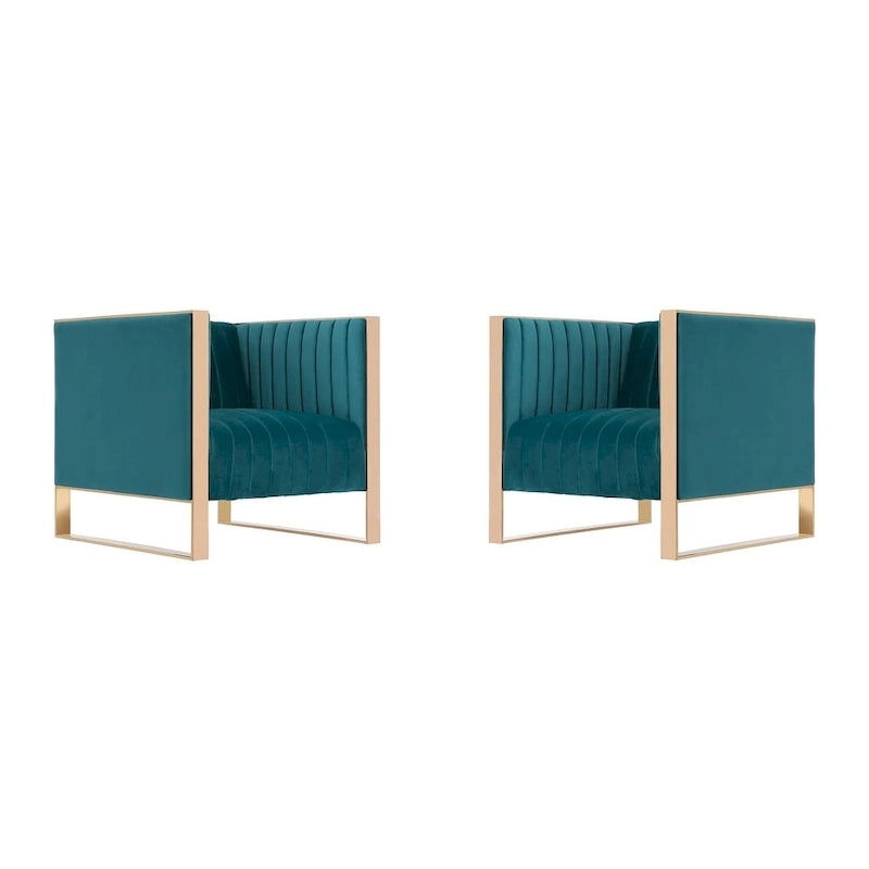 Manhattan Comfort Trillium Gold Frame Velvet Accent Chair (Set of 2)