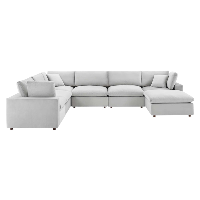 Commix Down Filled Overstuffed Velvet 7-Piece Sectional Sofa
