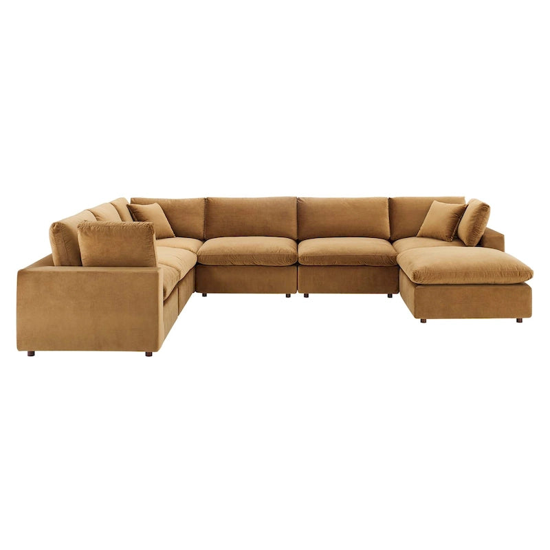 Commix Down Filled Overstuffed Velvet 7-Piece Sectional Sofa