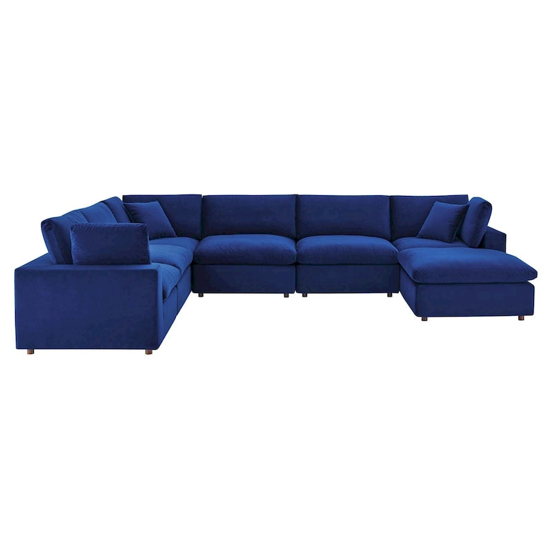 Commix Down Filled Overstuffed Velvet 7-Piece Sectional Sofa