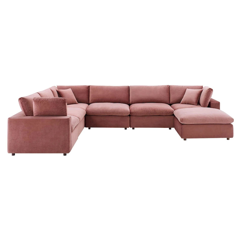 Commix Down Filled Overstuffed Velvet 7-Piece Sectional Sofa