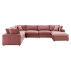 Commix Down Filled Overstuffed Velvet 7-Piece Sectional Sofa