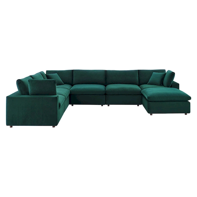 Commix Down Filled Overstuffed Velvet 7-Piece Sectional Sofa