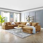 Commix Down Filled Overstuffed Velvet 7-Piece Sectional Sofa