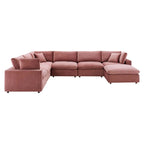 Commix Down Filled Overstuffed Velvet 7-Piece Sectional Sofa