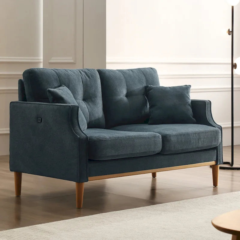 Fabric 2 Seater Loveseat Sofa with USB Charge