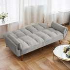 75.39 IN. Futon Sofa Bed, Convertible Upholstered Couch Sleeper with Reclining Sleeper Split Tufted Back