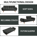 75.39 IN. Futon Sofa Bed, Convertible Upholstered Couch Sleeper with Reclining Sleeper Split Tufted Back