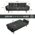 75.39 IN. Futon Sofa Bed, Convertible Upholstered Couch Sleeper with Reclining Sleeper Split Tufted Back
