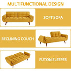 75.39 IN. Futon Sofa Bed, Convertible Upholstered Couch Sleeper with Reclining Sleeper Split Tufted Back