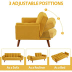 75.39 IN. Futon Sofa Bed, Convertible Upholstered Couch Sleeper with Reclining Sleeper Split Tufted Back