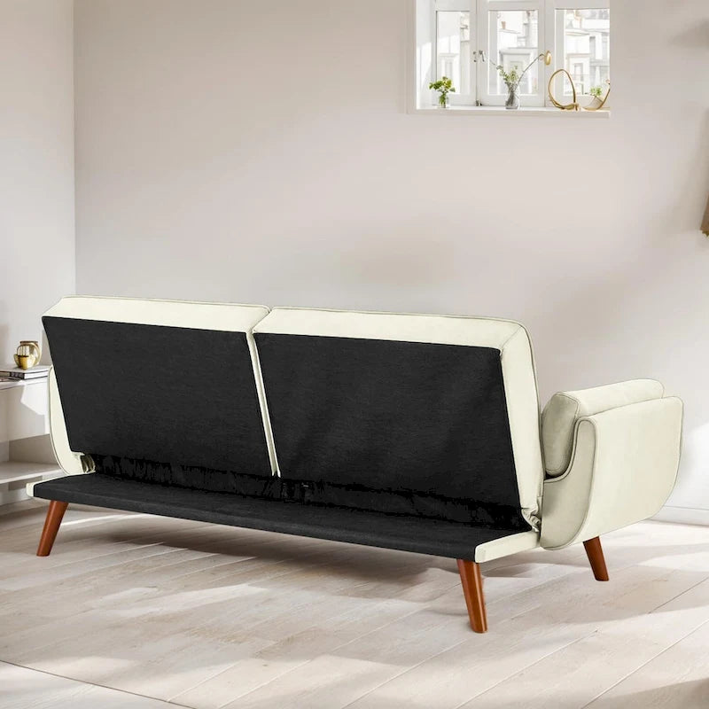 75.39 IN. Futon Sofa Bed, Convertible Upholstered Couch Sleeper with Reclining Sleeper Split Tufted Back