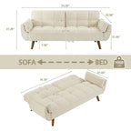 75.39 IN. Futon Sofa Bed, Convertible Upholstered Couch Sleeper with Reclining Sleeper Split Tufted Back