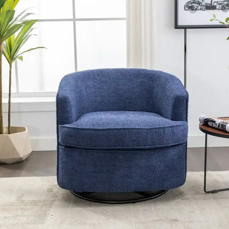 SEYNAR Modern Upholstered Round Swivel Barrel Armchair for Living Room