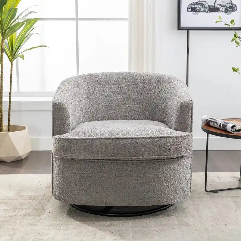 SEYNAR Modern Upholstered Round Swivel Barrel Armchair for Living Room