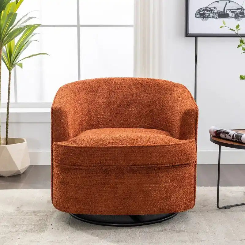 SEYNAR Modern Upholstered Round Swivel Barrel Armchair for Living Room