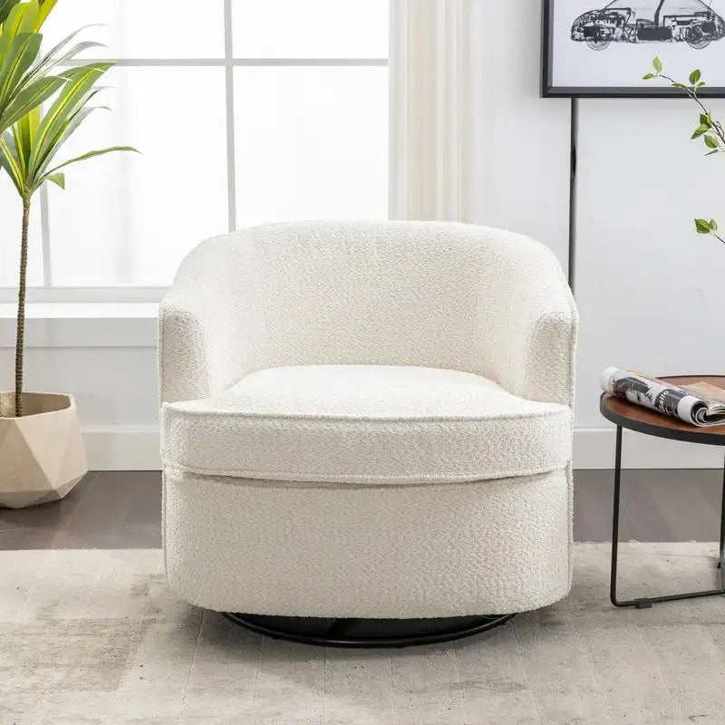 SEYNAR Modern Upholstered Round Swivel Barrel Armchair for Living Room