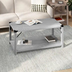 2-Tier Coffee Table with Metal Side Braces and Corner Caps