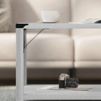 2-Tier Coffee Table with Metal Side Braces and Corner Caps