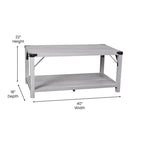 2-Tier Coffee Table with Metal Side Braces and Corner Caps