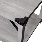 2-Tier Coffee Table with Metal Side Braces and Corner Caps