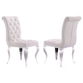 Velvet Upholstered Chairs with Crystal Decor Button Tufted back and Mirror metal Cabriole Legs