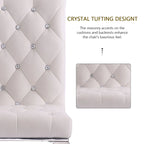 Velvet Upholstered Chairs with Crystal Decor Button Tufted back and Mirror metal Cabriole Legs