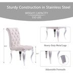 Velvet Upholstered Chairs with Crystal Decor Button Tufted back and Mirror metal Cabriole Legs