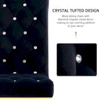 Velvet Upholstered Chairs with Crystal Decor Button Tufted back and Mirror metal Cabriole Legs