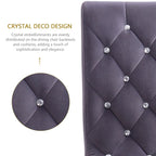Velvet Upholstered Chairs with Crystal Decor Button Tufted back and Mirror metal Cabriole Legs