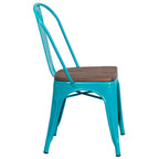 Metal Stackable Chair with Wood Seat - 17.75W x 20D x 33.5H - 17.75W x 20D x 33.5H