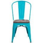 Metal Stackable Chair with Wood Seat - 17.75W x 20D x 33.5H - 17.75W x 20D x 33.5H
