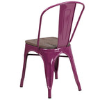 Metal Stackable Chair with Wood Seat - 17.75W x 20D x 33.5H - 17.75W x 20D x 33.5H