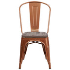 Metal Stackable Chair with Wood Seat - 17.75W x 20D x 33.5H - 17.75W x 20D x 33.5H