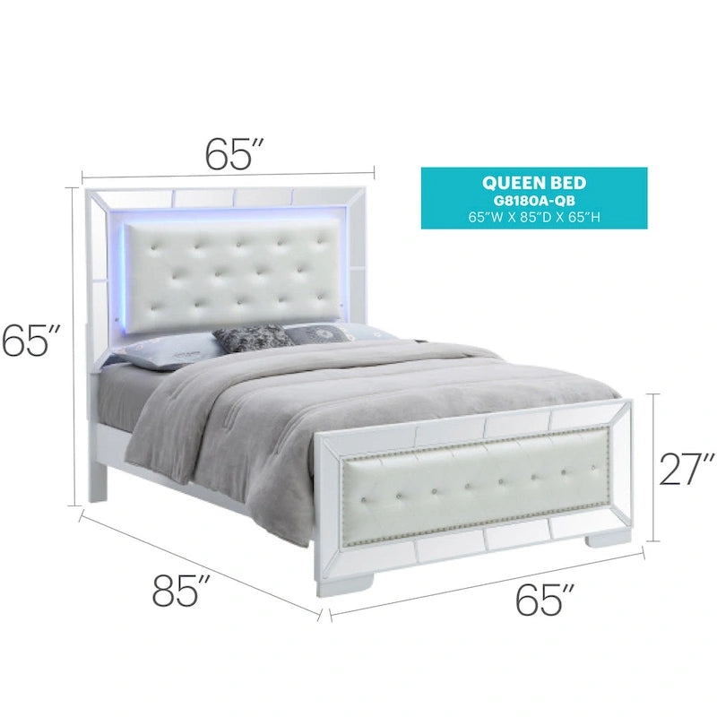 Hollywood Hills White Panel Bed