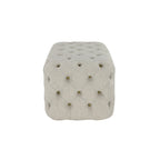 Linen Fabric Tufted Ottoman - Beige - Roche River Decor