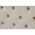 Linen Fabric Tufted Ottoman - Beige - Roche River Decor