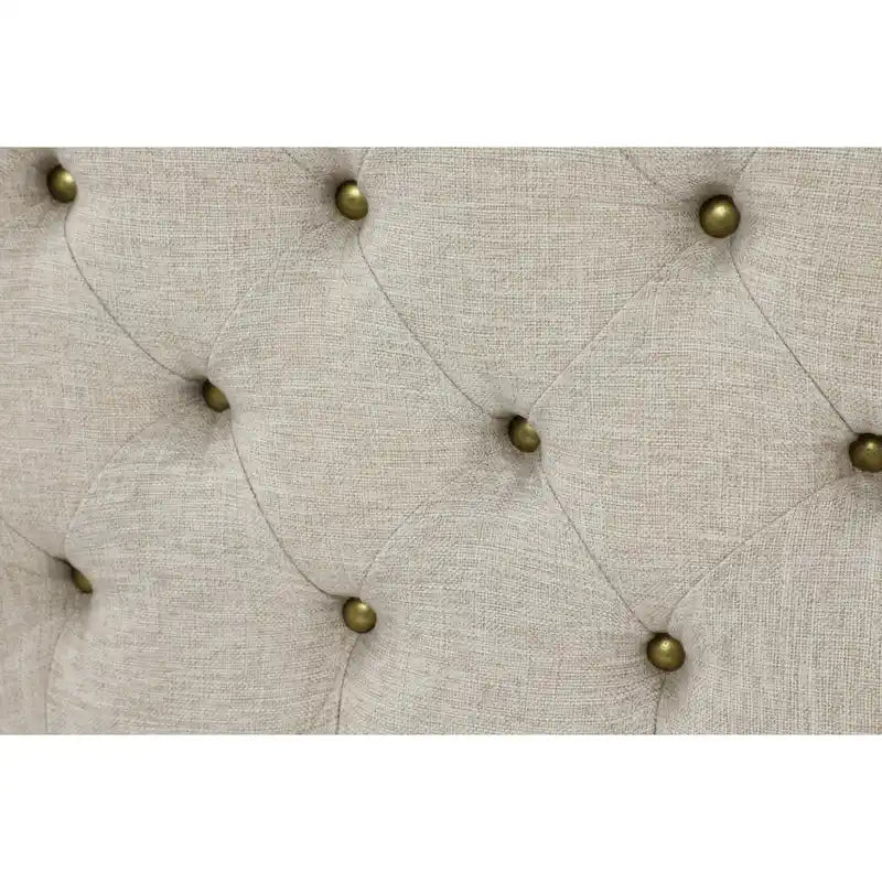 Linen Fabric Tufted Ottoman - Beige - Roche River Decor