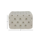 Linen Fabric Tufted Ottoman - Beige - Roche River Decor