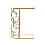 Metal Geometric Accent Table with Mirrored Glass Top - Gold - Roche River Decor - 19W x 12L x 24H