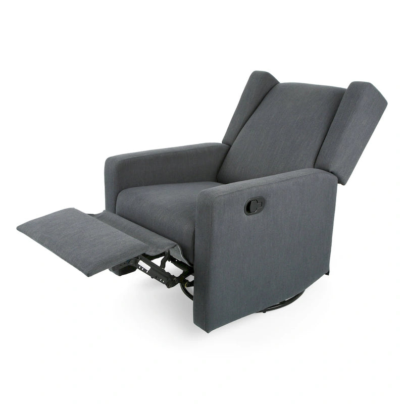Hounker Contemporary Upholstered Swivel Recliner by Christopher Knight Home