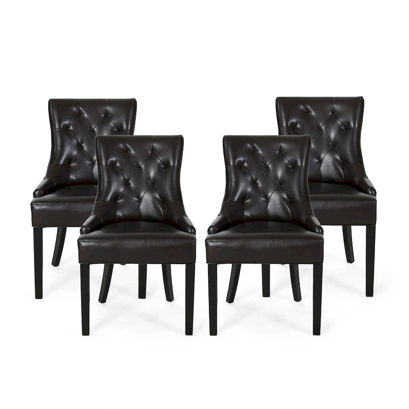 Hayden Contemporary Tufted Bonded Leather Dining Chairs (Set of 4) by Christopher Knight Home