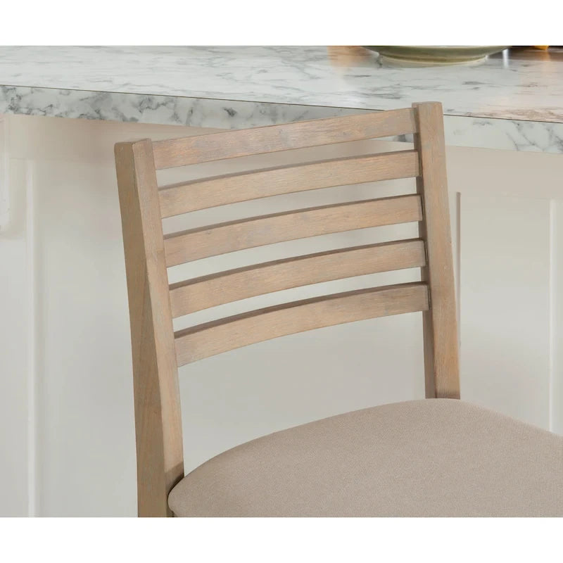 Linon Piedmont Faux Leather/Fabric 24-Inch Ladder Back Counter Stool