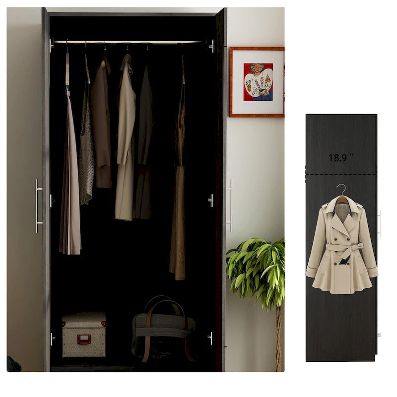 Kerrogee 31.5W x 66.9H Armoire 2 Door 1 Drawer With Rod