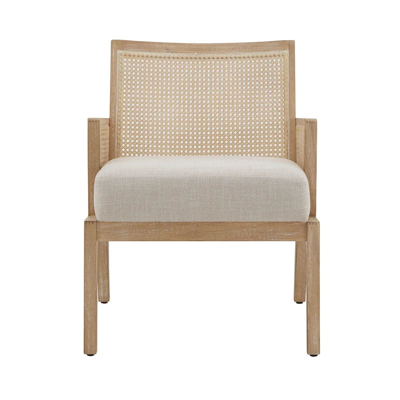 Celann Natural Finish Fabric Cane Accent Chair by iNSPIRE Q Modern