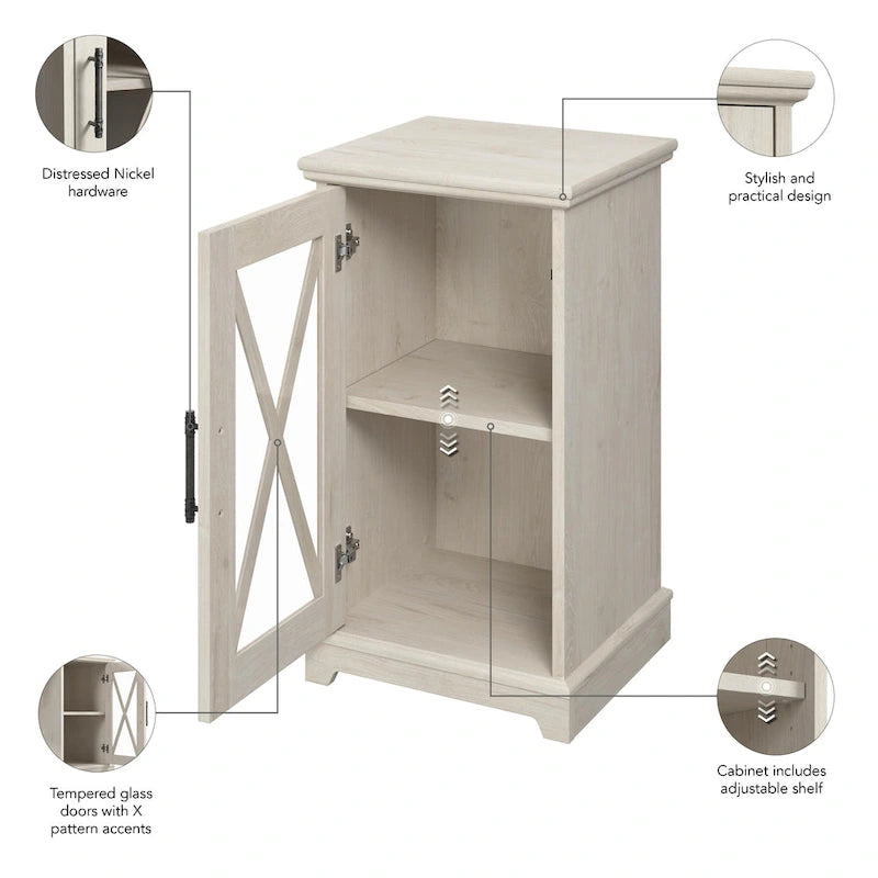Lennox Small Farmhouse End Table with Storage by Bush Furniture