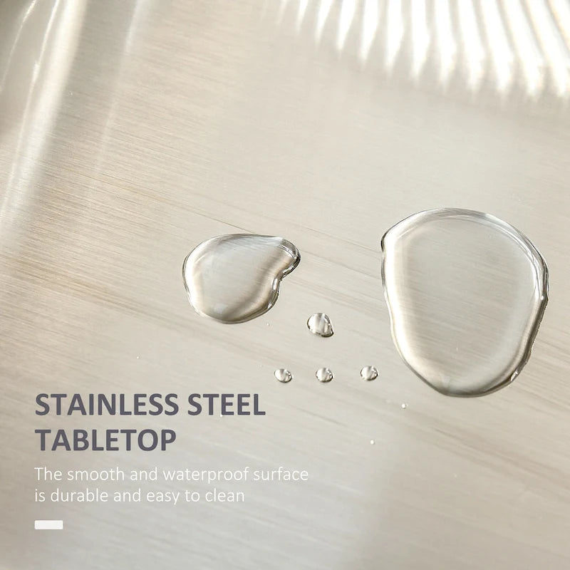 HOMCOM Kitchen Island on Wheels, Rolling Kitchen Cart with Stainless Steel Countertop, Drawer, Gray