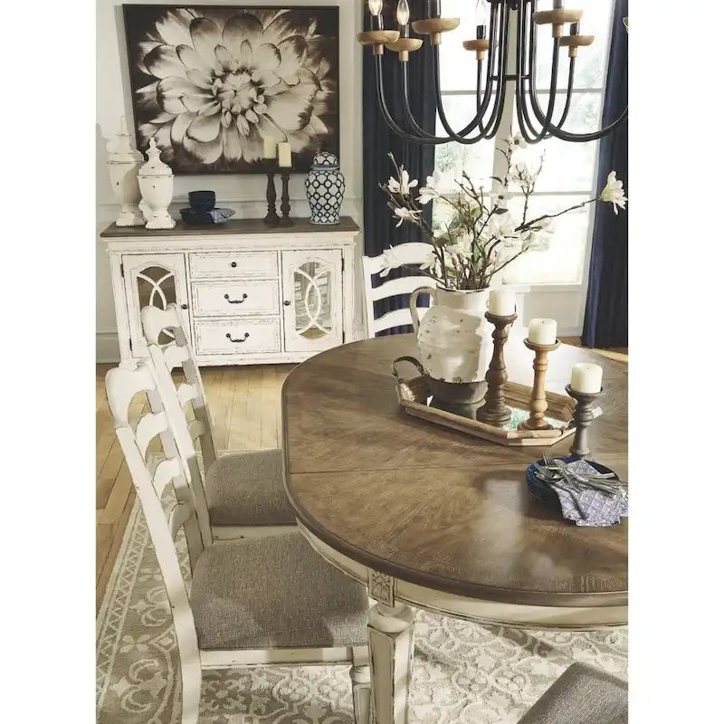 Signature Design by Ashley Nettle Bank Chipped White Dining Room Chair (Set of 2)