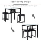 3 Piece Dining Room Table Set, Counter Height Dining Set Faux Marble Table w/ Wine Rack 2 Chairs Kitchen