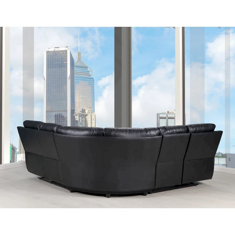 HomeRoots Black Polyester Blend Reclining U Shaped Three Piece Corner Sectional - 80